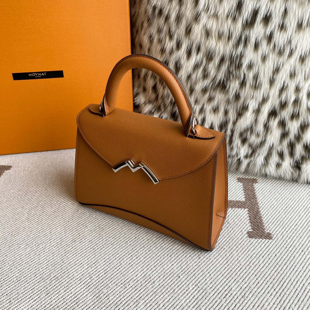 Moynat MC8L7V Brown Poudre Gabrielle BB Silver Hardware Mt1004