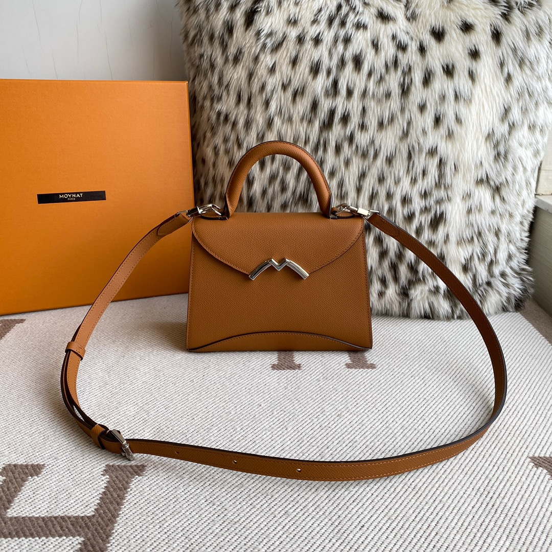 Moynat MC8L7V Brown Poudre Gabrielle BB Silver Hardware Mt1004