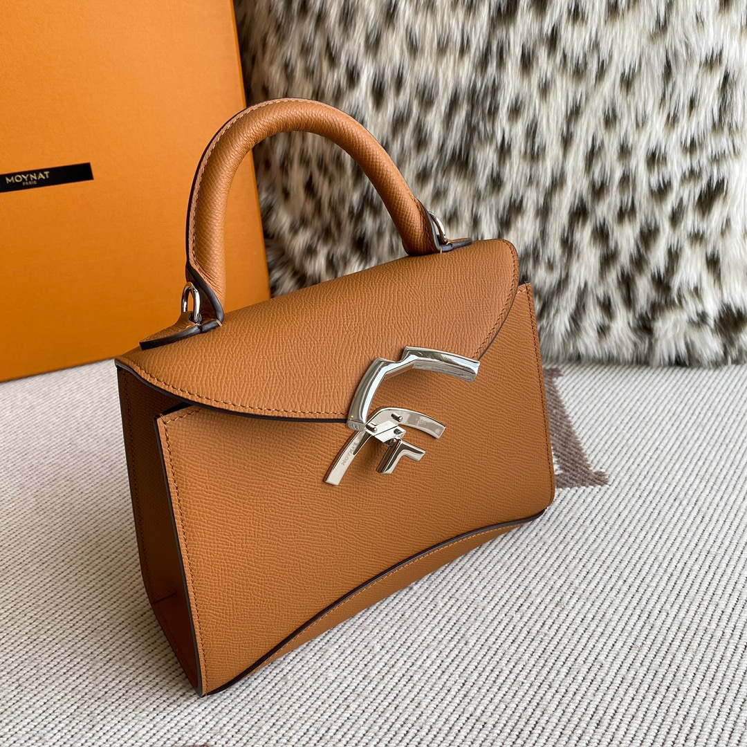 Moynat MC8L7V Brown Poudre Gabrielle BB Silver Hardware Mt1004