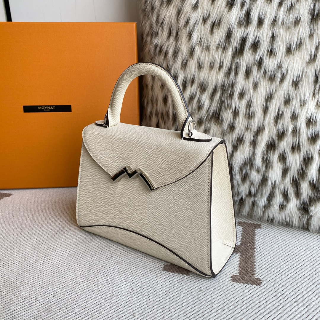 Moynat MC8L7V White Poudre Gabrielle BB Silver Hardware Mt1001
