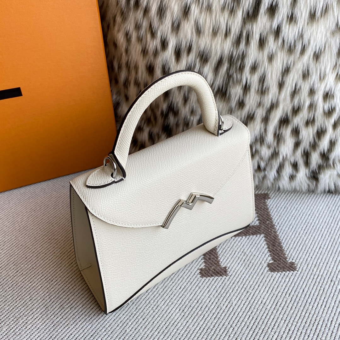 Moynat MC8L7V White Poudre Gabrielle BB Silver Hardware Mt1001