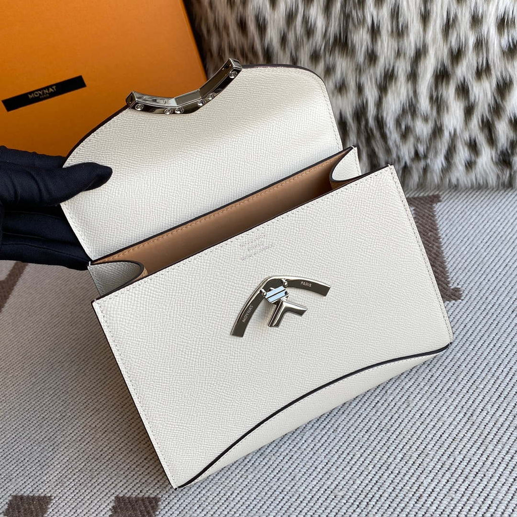 Moynat MC8L7V White Poudre Gabrielle BB Silver Hardware Mt1001