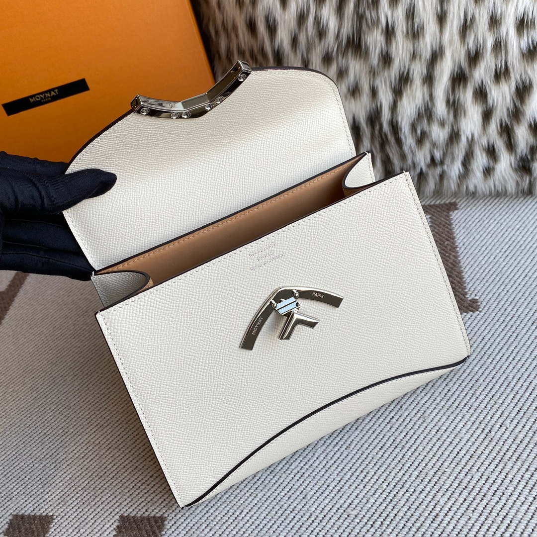 Moynat MC8L7V White Poudre Gabrielle BB Silver Hardware Mt1001