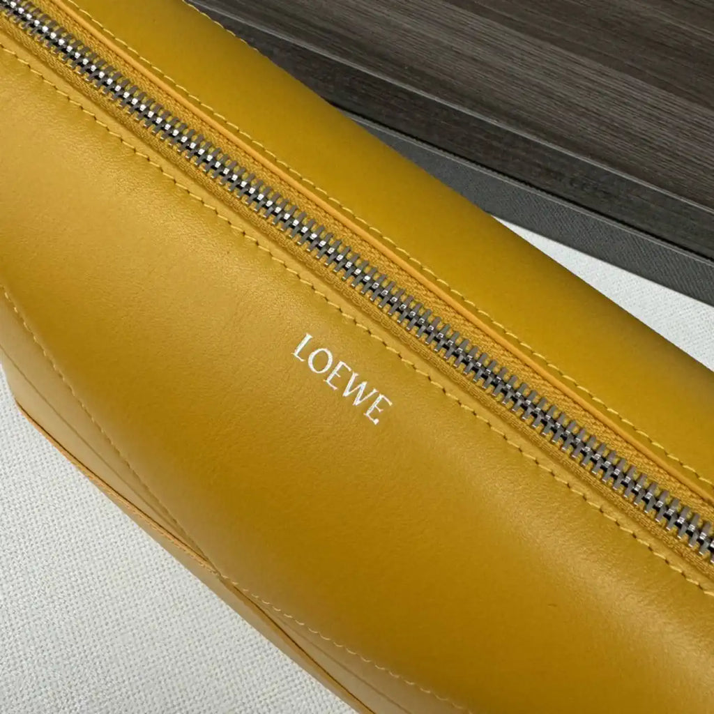 Loewe 052403 Shiny Calf Leather Toiletry Bag from Puzzle Fold Yellow