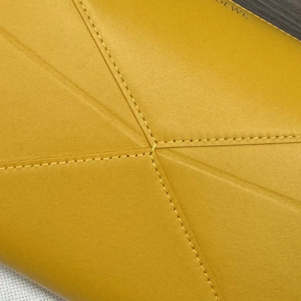 Loewe 052403 Shiny Calf Leather Toiletry Bag from Puzzle Fold Yellow