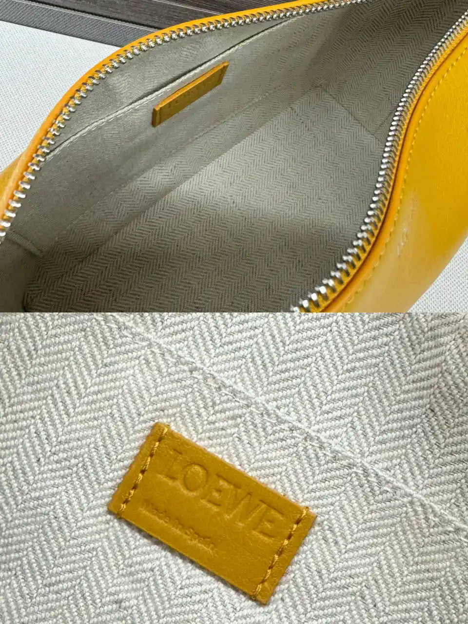 Loewe 052403 Shiny Calf Leather Toiletry Bag from Puzzle Fold Yellow