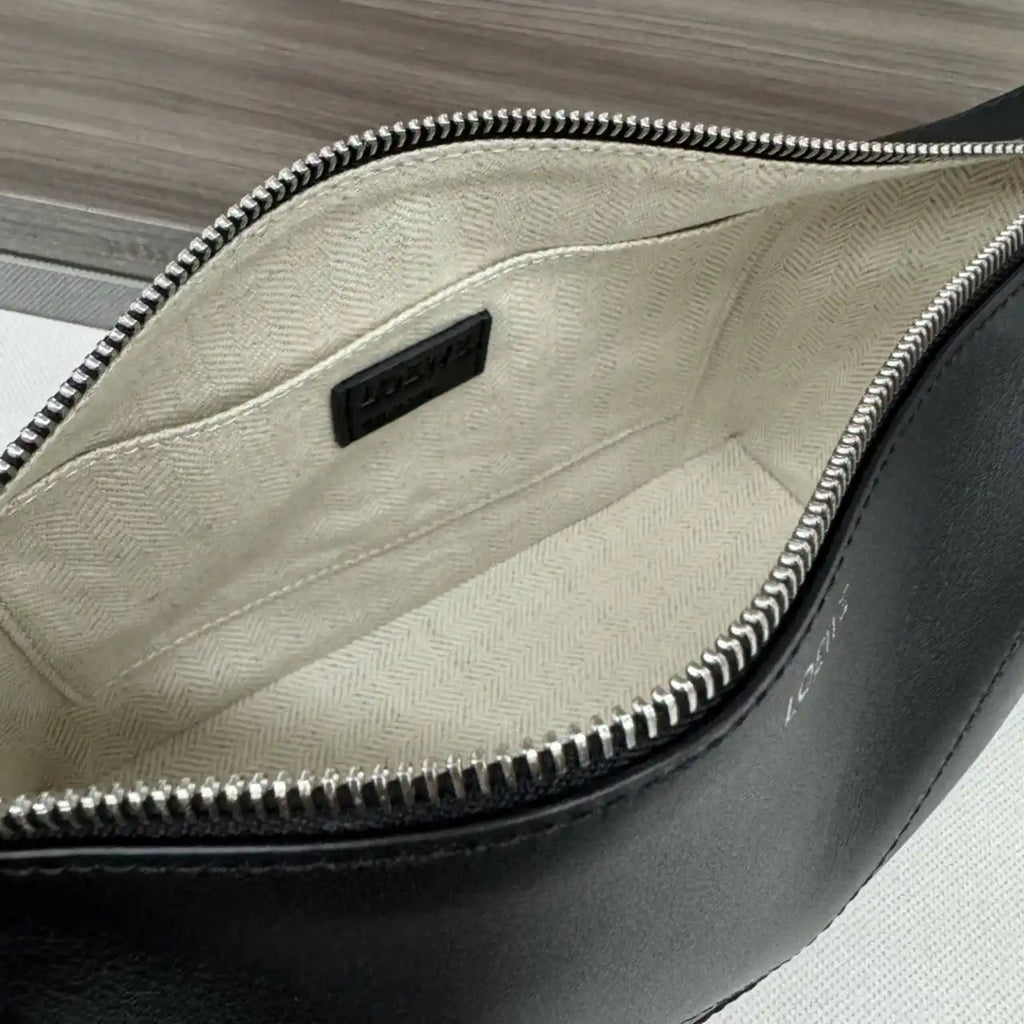 Loewe 052403 Shiny Calf Leather Toiletry Bag from Puzzle Fold Black