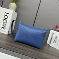 Loewe 052403 Shiny Calf Leather Toiletry Bag from Puzzle Fold Blue