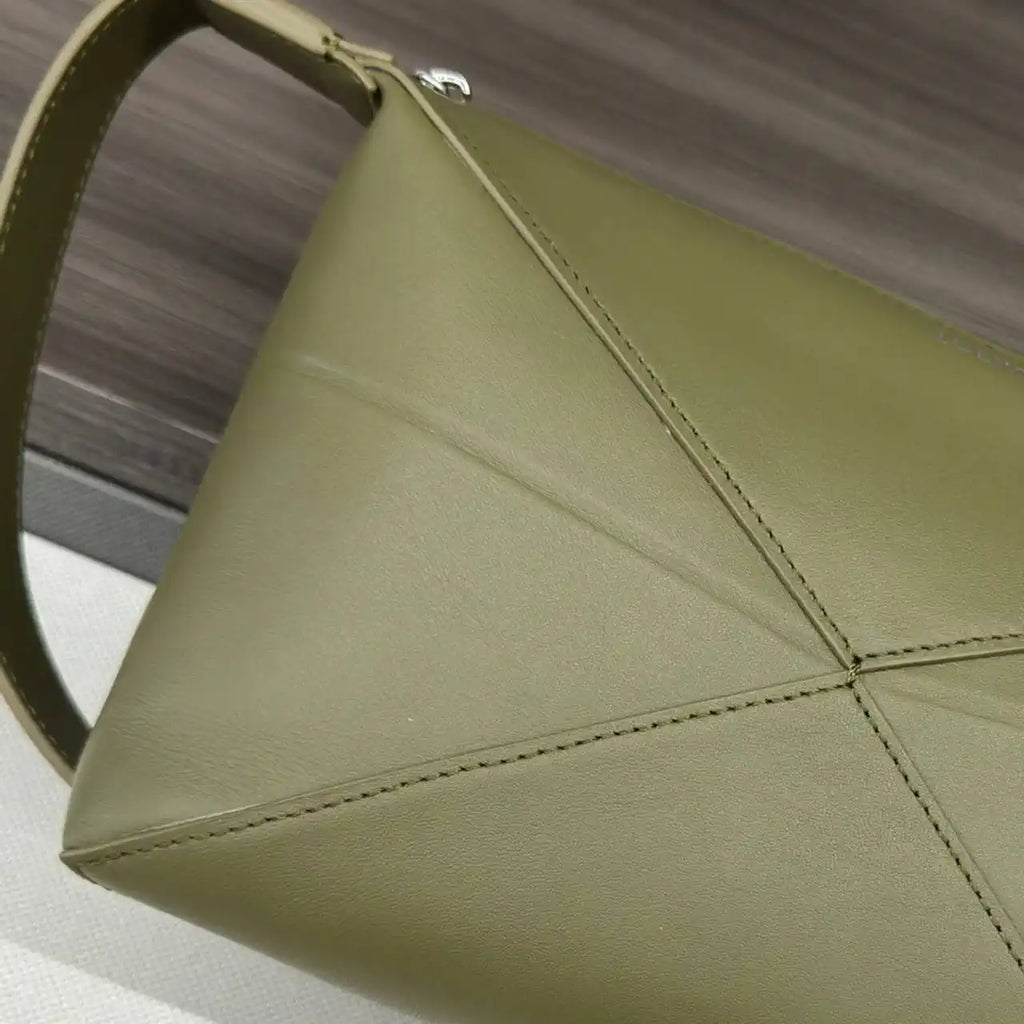 Loewe 052403 Shiny Calf Leather Toiletry Bag from Puzzle Fold Green