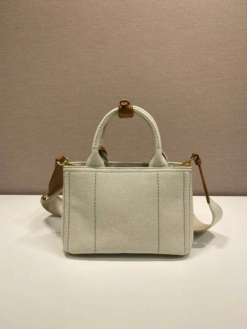 Prada 1BA038 Jardini¨¨re cotton canvas mini handbag beige