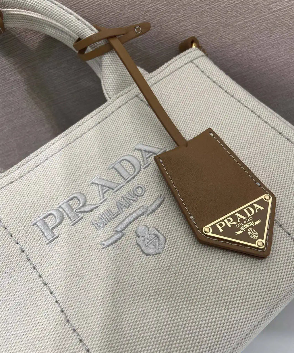 Prada 1BA038 Jardini¨¨re cotton canvas mini handbag beige