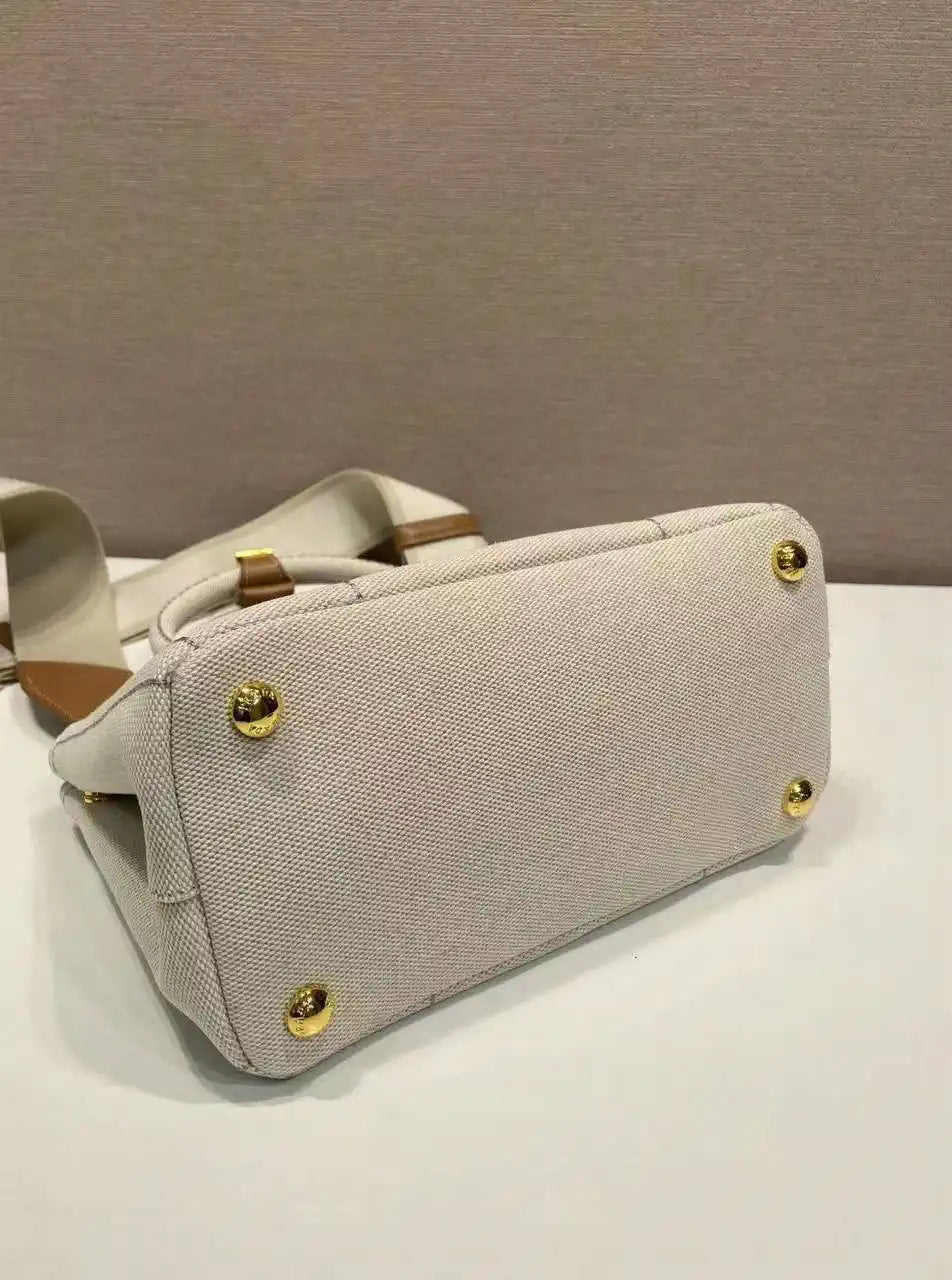 Prada 1BA038 Jardini¨¨re cotton canvas mini handbag beige