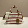 Prada 1BA038 Jardini¨¨re cotton canvas mini handbag Beige& Red
