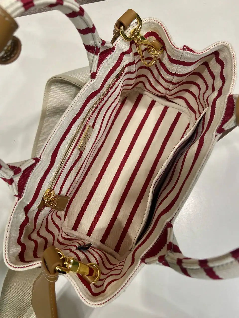 Prada 1BA038 Jardini¨¨re cotton canvas mini handbag Beige& Red