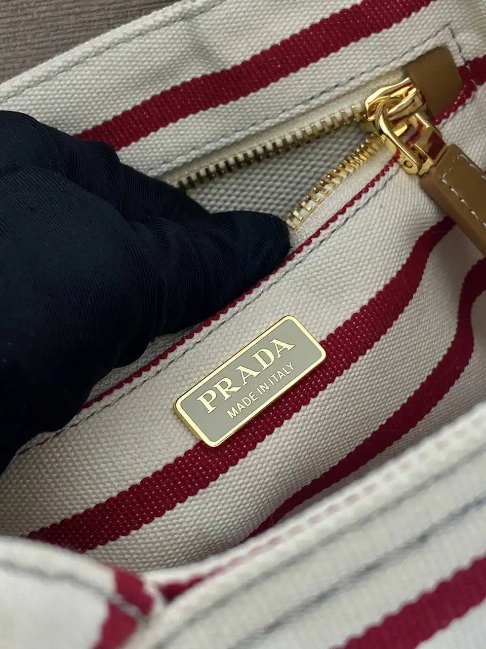 Prada 1BA038 Jardini¨¨re cotton canvas mini handbag Beige& Red