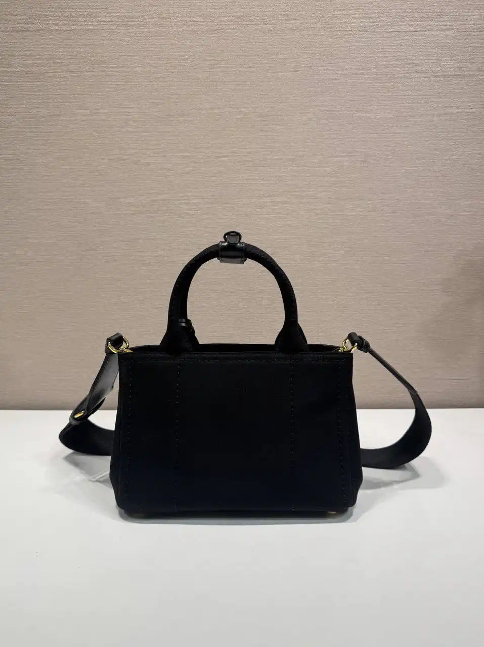 Prada 1BA038 Jardini¨¨re cotton canvas mini handbag black