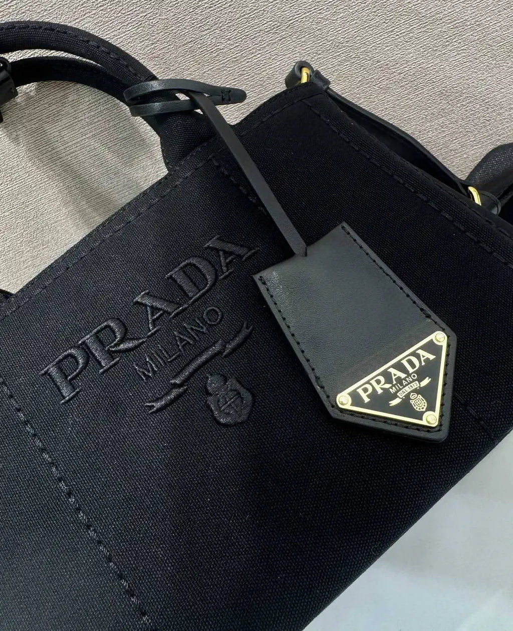 Prada 1BA038 Jardini¨¨re cotton canvas mini handbag black