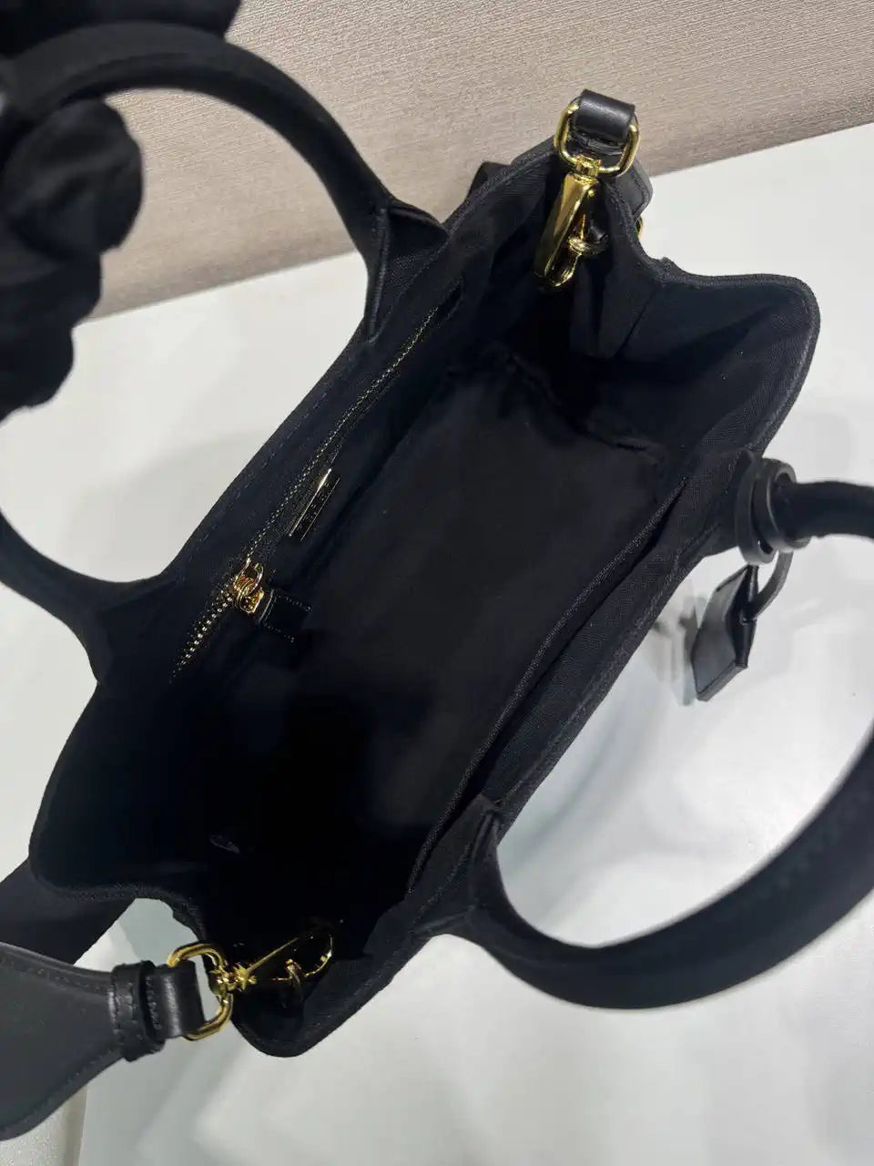 Prada 1BA038 Jardini¨¨re cotton canvas mini handbag black