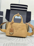 Prada 1BA038 Jardini¨¨re cotton canvas mini handbag Brown