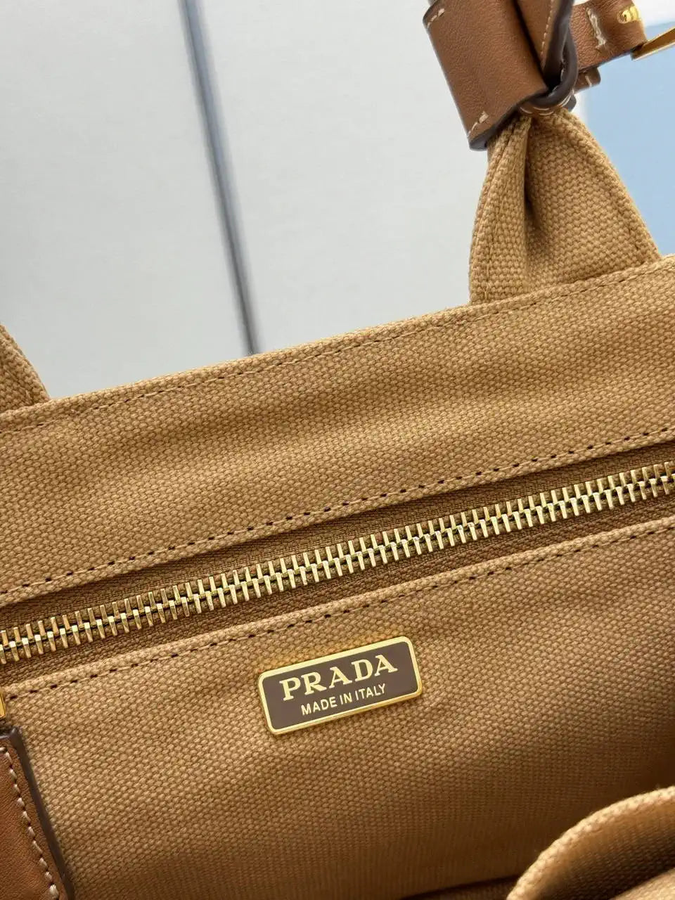 Prada 1BA038 Jardini¨¨re cotton canvas mini handbag Brown
