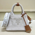 Prada 1BA038 Jardini¨¨re cotton canvas mini handbag Gray Whtie