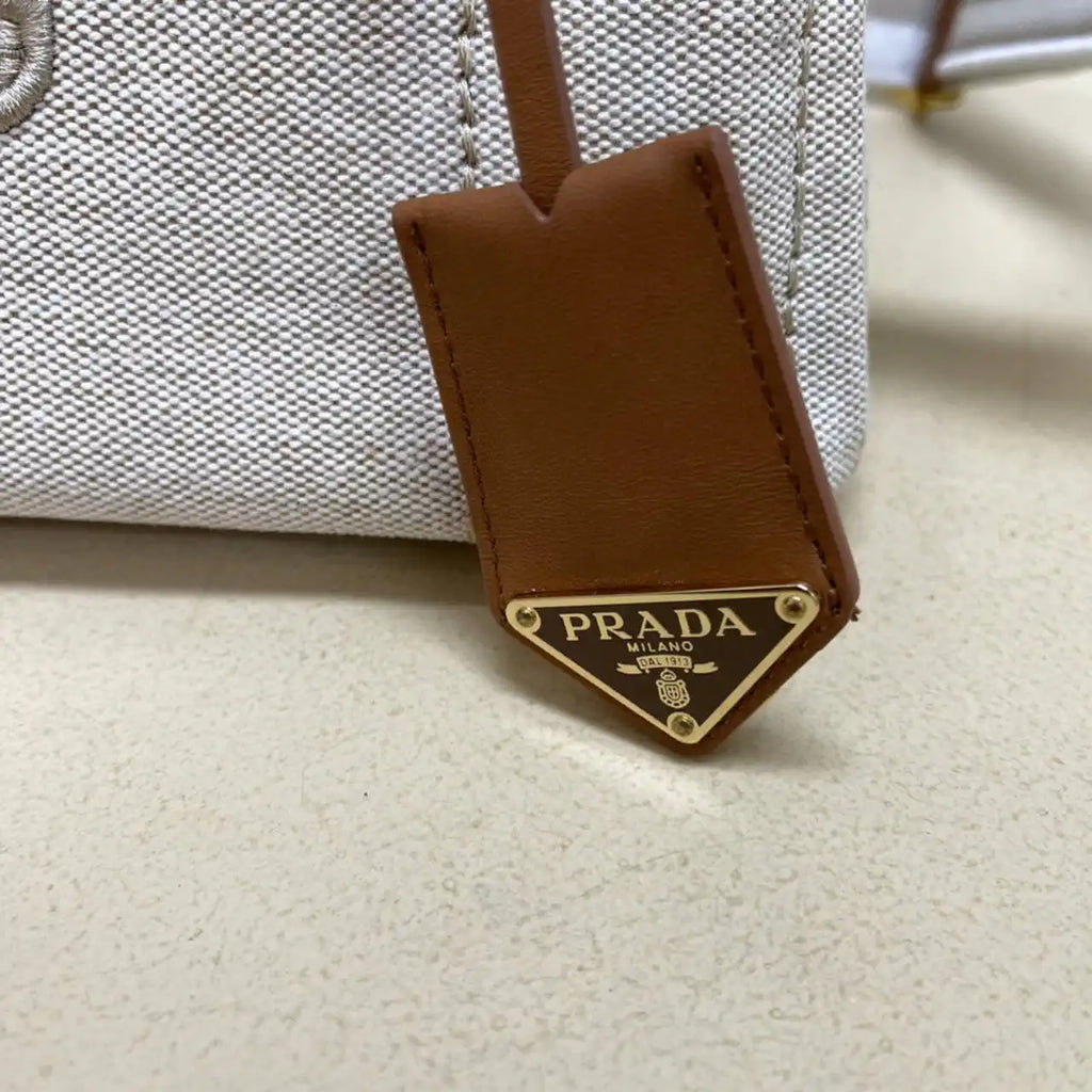 Prada 1BA038 Jardini¨¨re cotton canvas mini handbag Gray Whtie