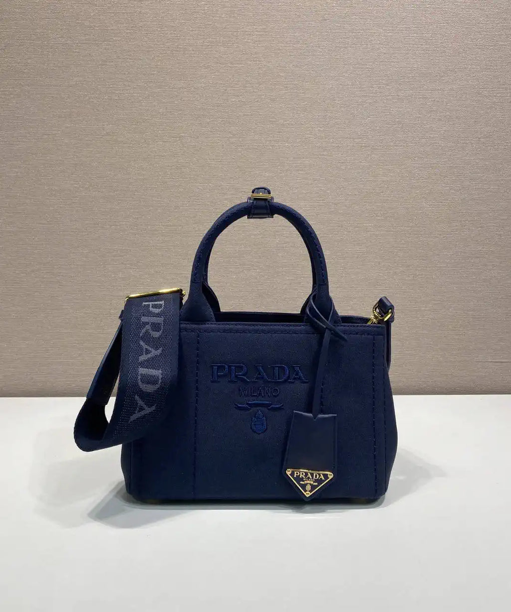 Prada 1BA038 Jardini¨¨re cotton canvas mini handbag navy