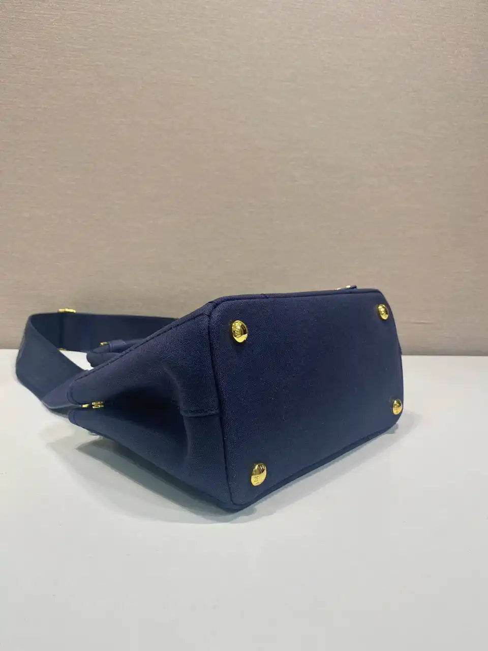 Prada 1BA038 Jardini¨¨re cotton canvas mini handbag navy