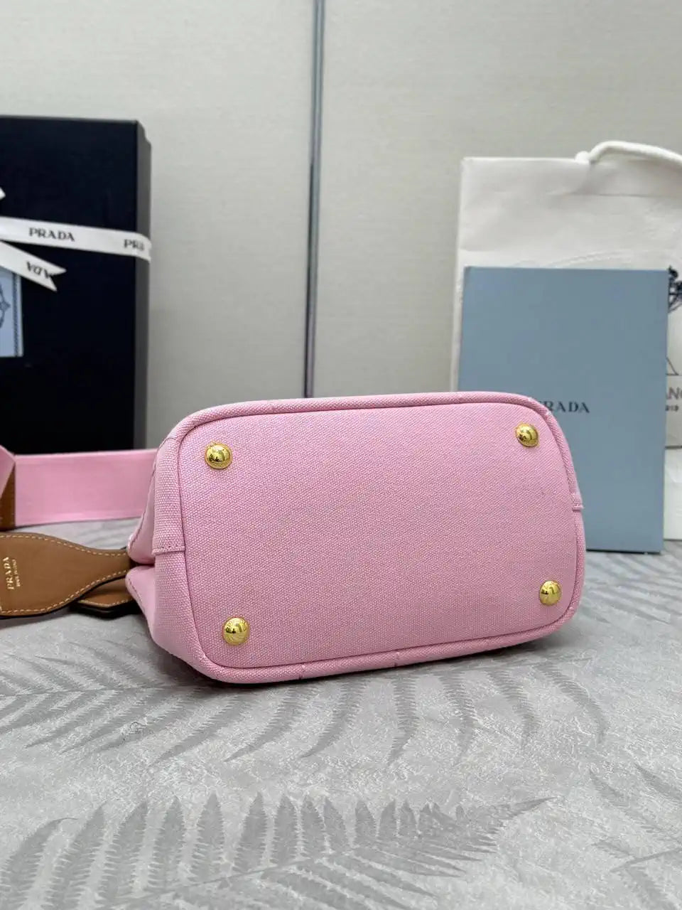 Prada 1BA038 Jardini¨¨re cotton canvas mini handbag Pink