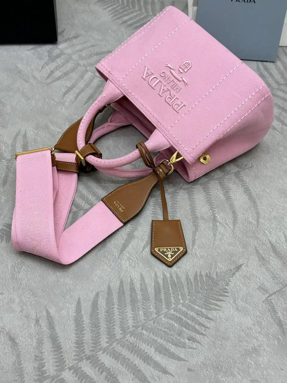 Prada 1BA038 Jardini¨¨re cotton canvas mini handbag Pink