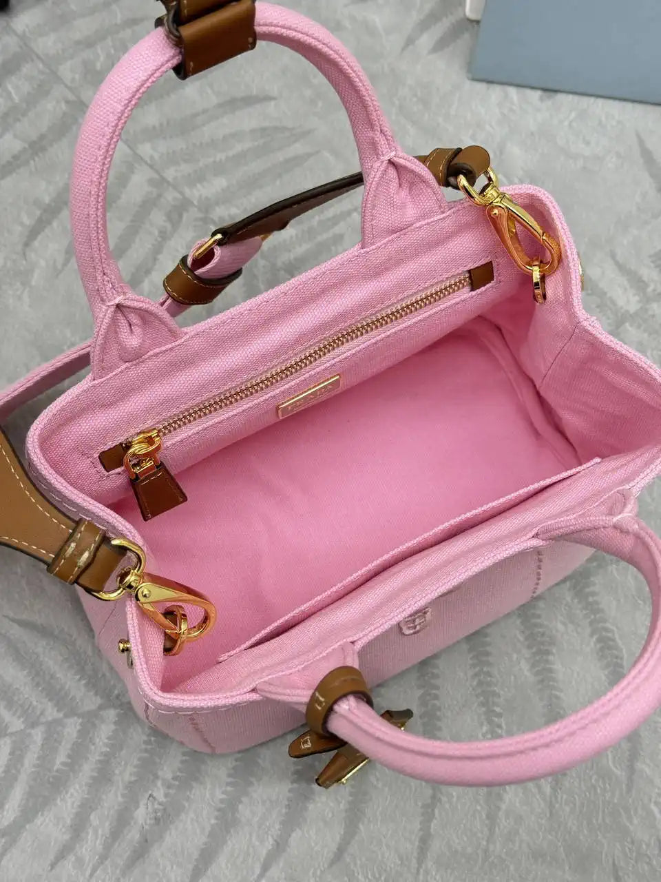 Prada 1BA038 Jardini¨¨re cotton canvas mini handbag Pink