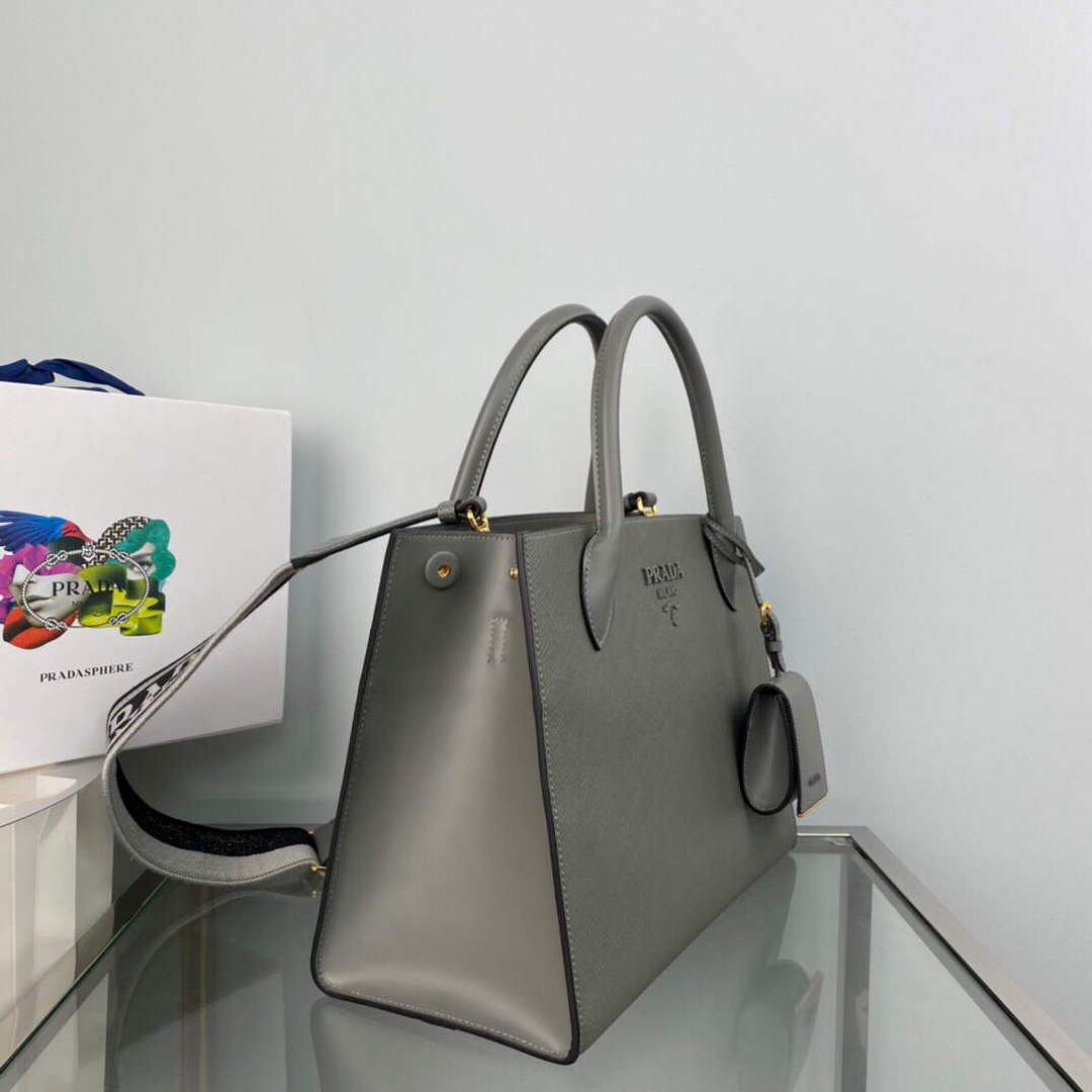 Prada 1BA155 Monochrome medium Saffiano bag Slate Gray - Default Title - View 3