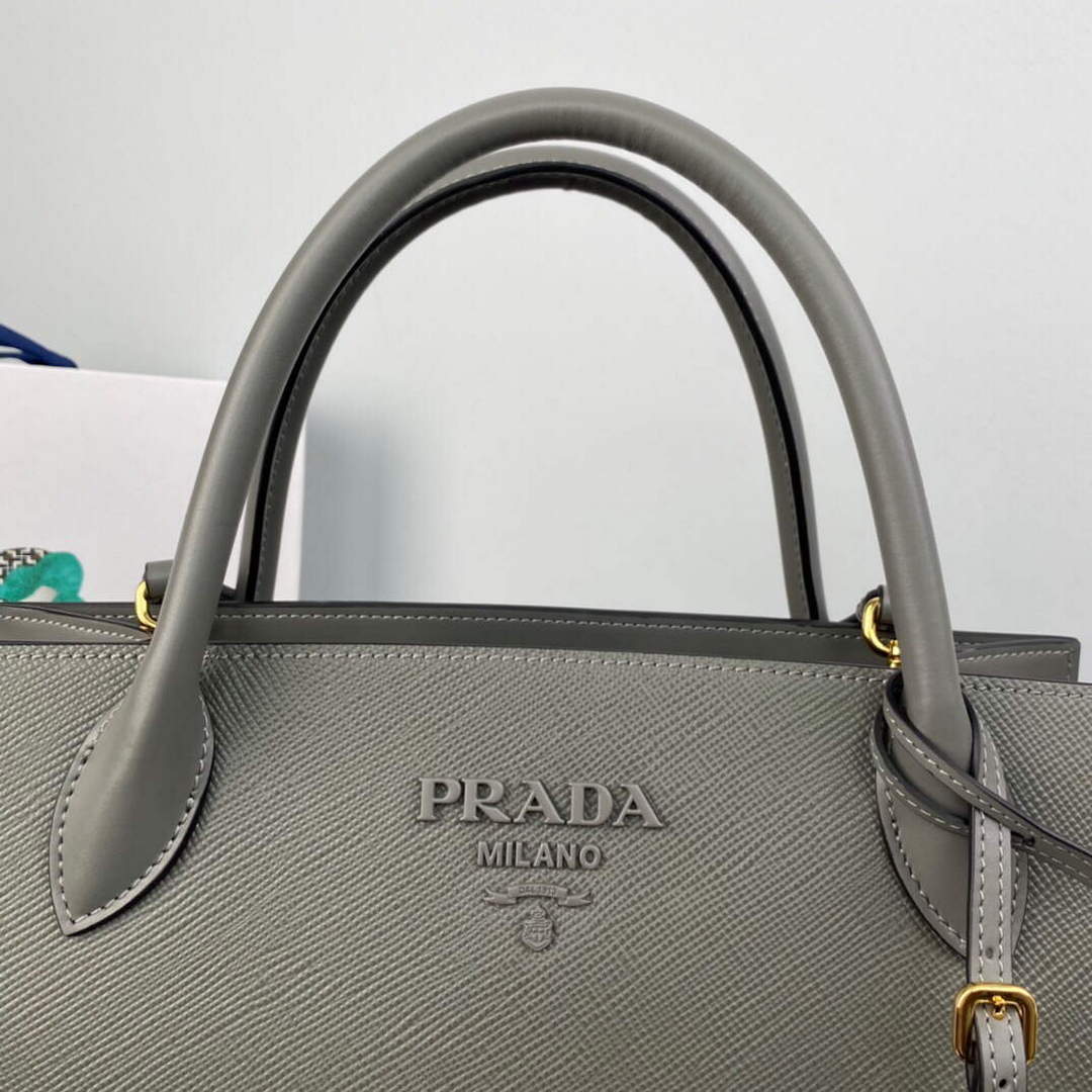 Prada 1BA155 Monochrome medium Saffiano bag Slate Gray - Default Title - View 4
