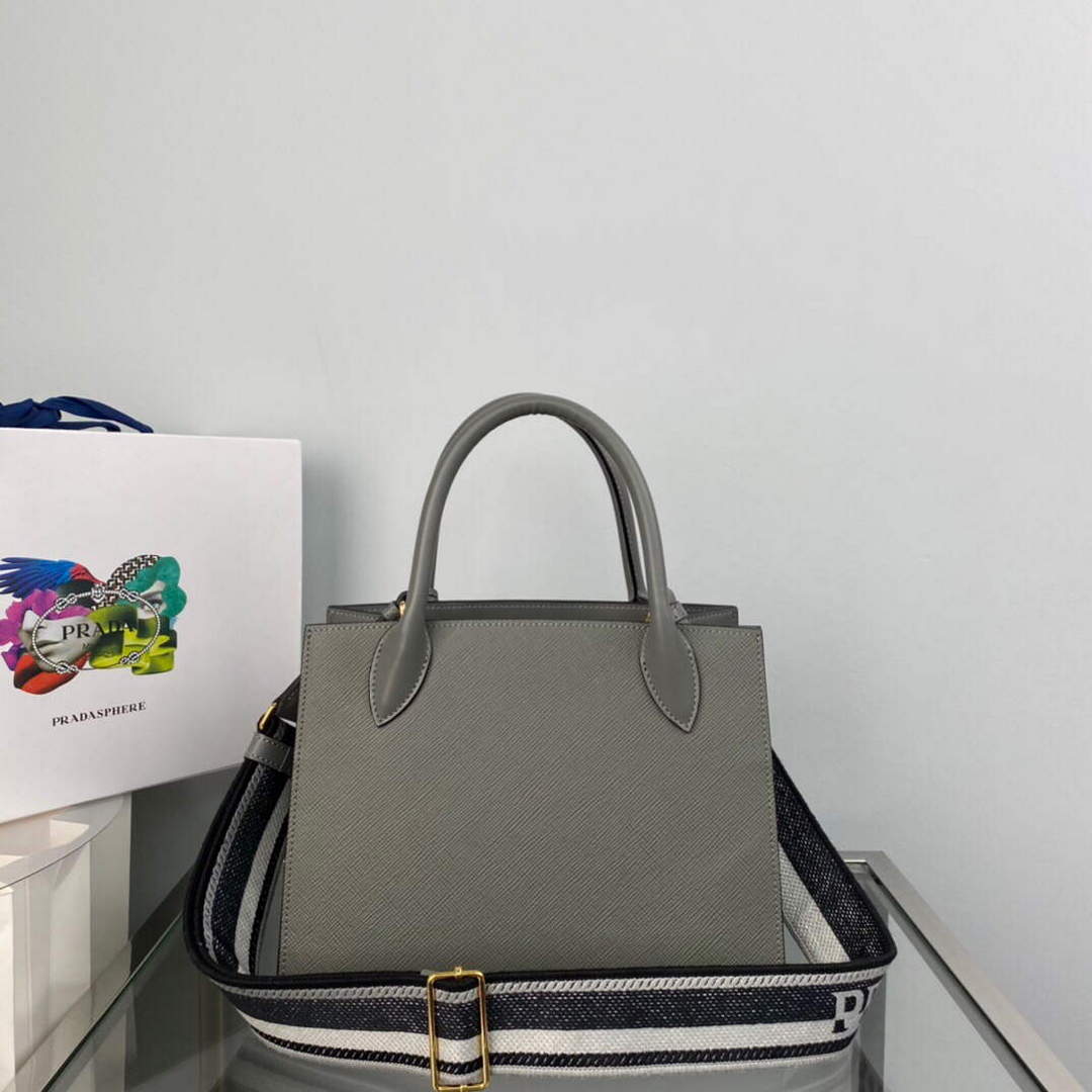 Prada 1BA156 Small Saffiano Leather Prada Monochrome Bag Slate Gray