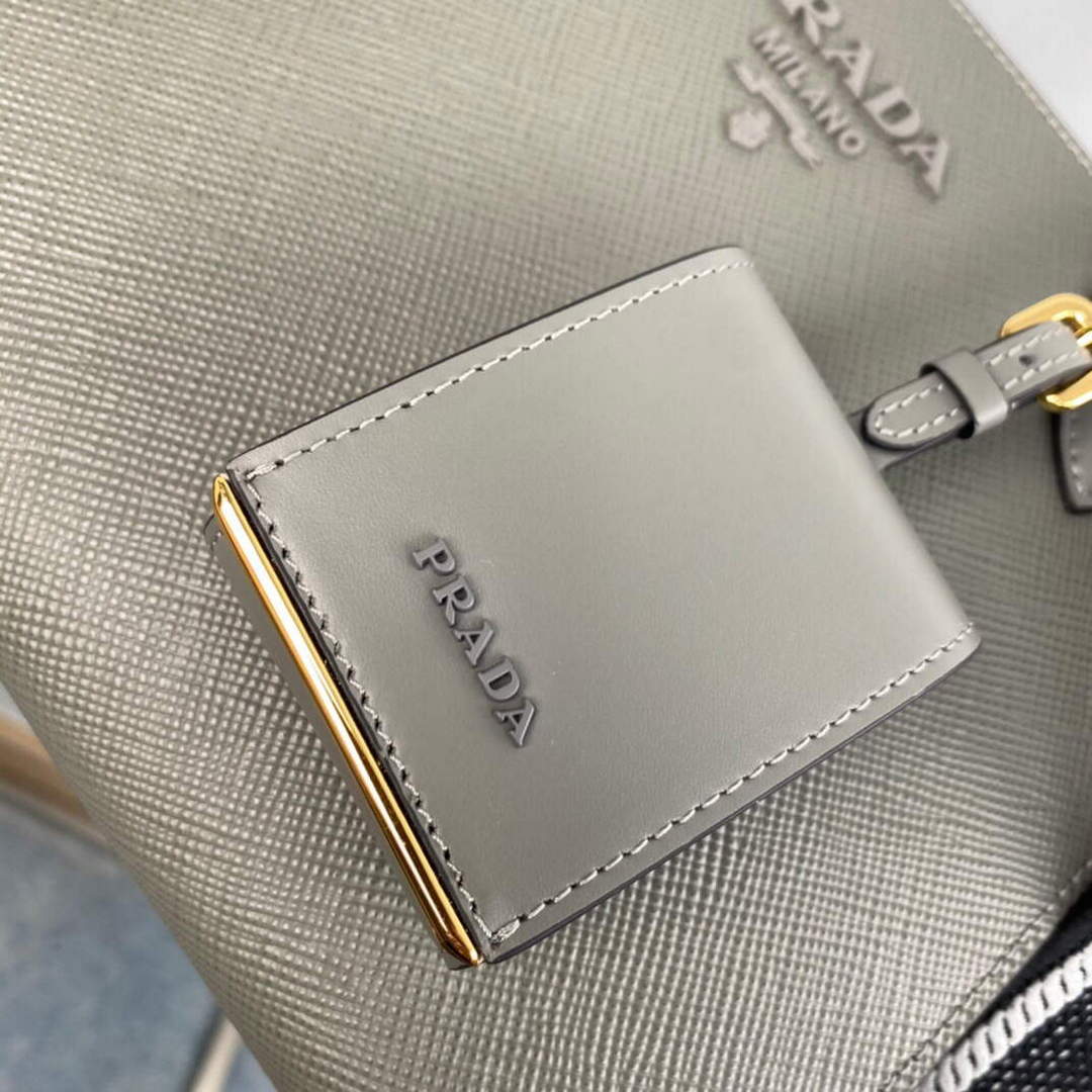 Prada 1BA156 Small Saffiano Leather Prada Monochrome Bag Slate Gray - Default Title - View 6