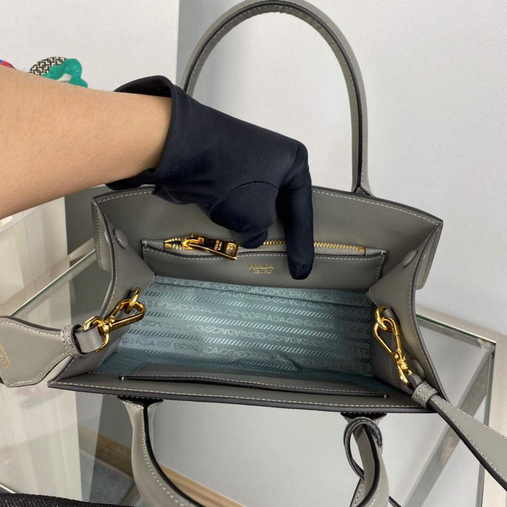 Prada 1BA156 Small Saffiano Leather Prada Monochrome Bag Slate Gray