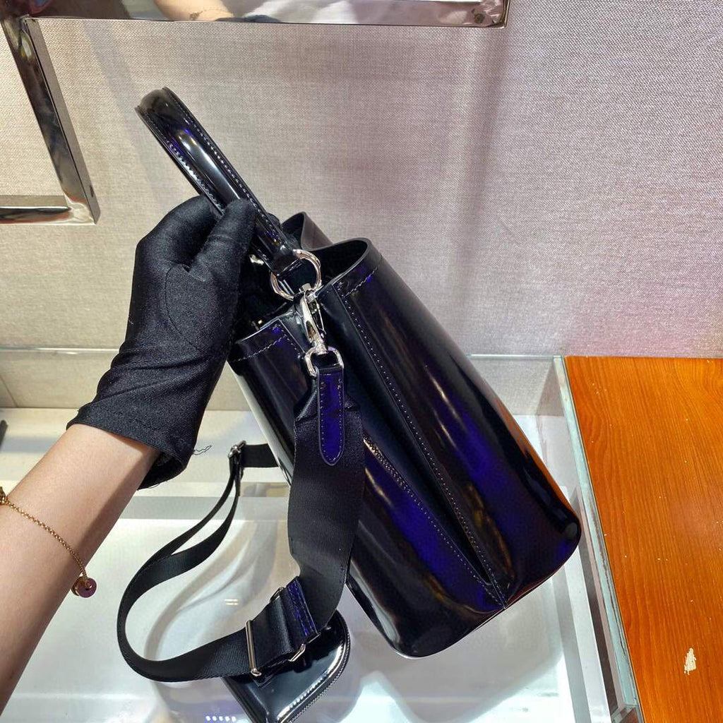 Prada 1BA212 Medium Saffiano Leather Prada Panier Bag Black