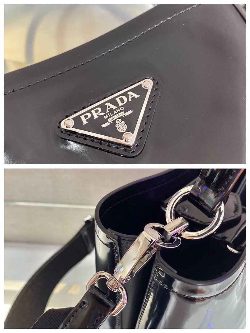 Prada 1BA212 Medium Saffiano Leather Prada Panier Bag Black