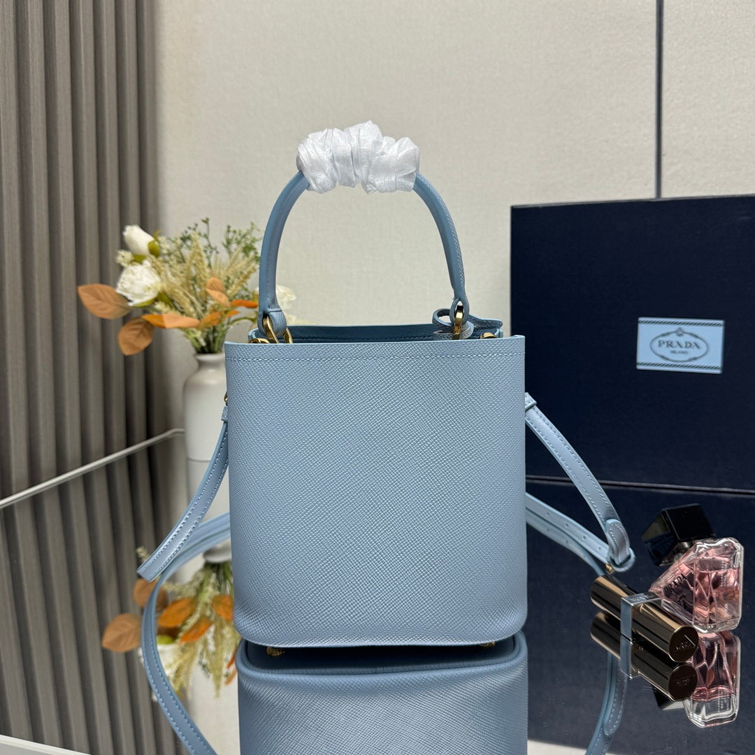 Prada 1BA217 Panier small Saffiano leather bag blue