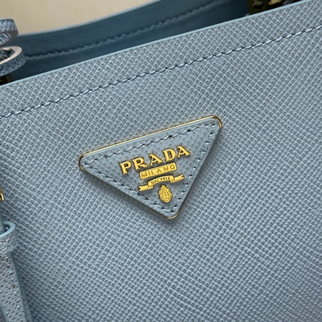 Prada 1BA217 Panier small Saffiano leather bag blue