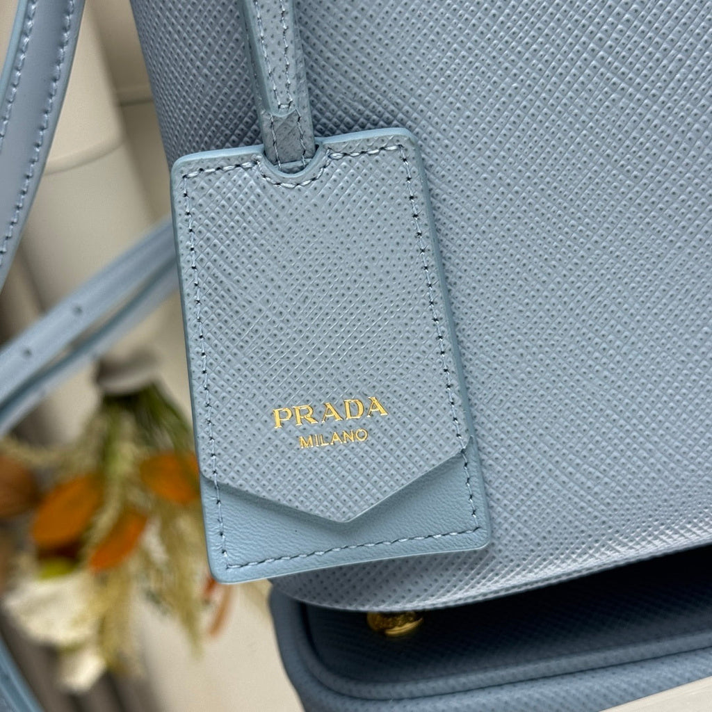 Prada 1BA217 Panier small Saffiano leather bag blue