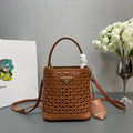 Prada 1BA217 Panier small Saffiano leather bag tan Hollow out