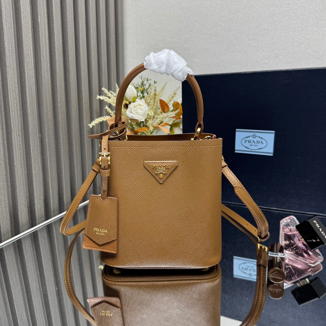 Prada 1BA217 Panier small Saffiano leather bag brown