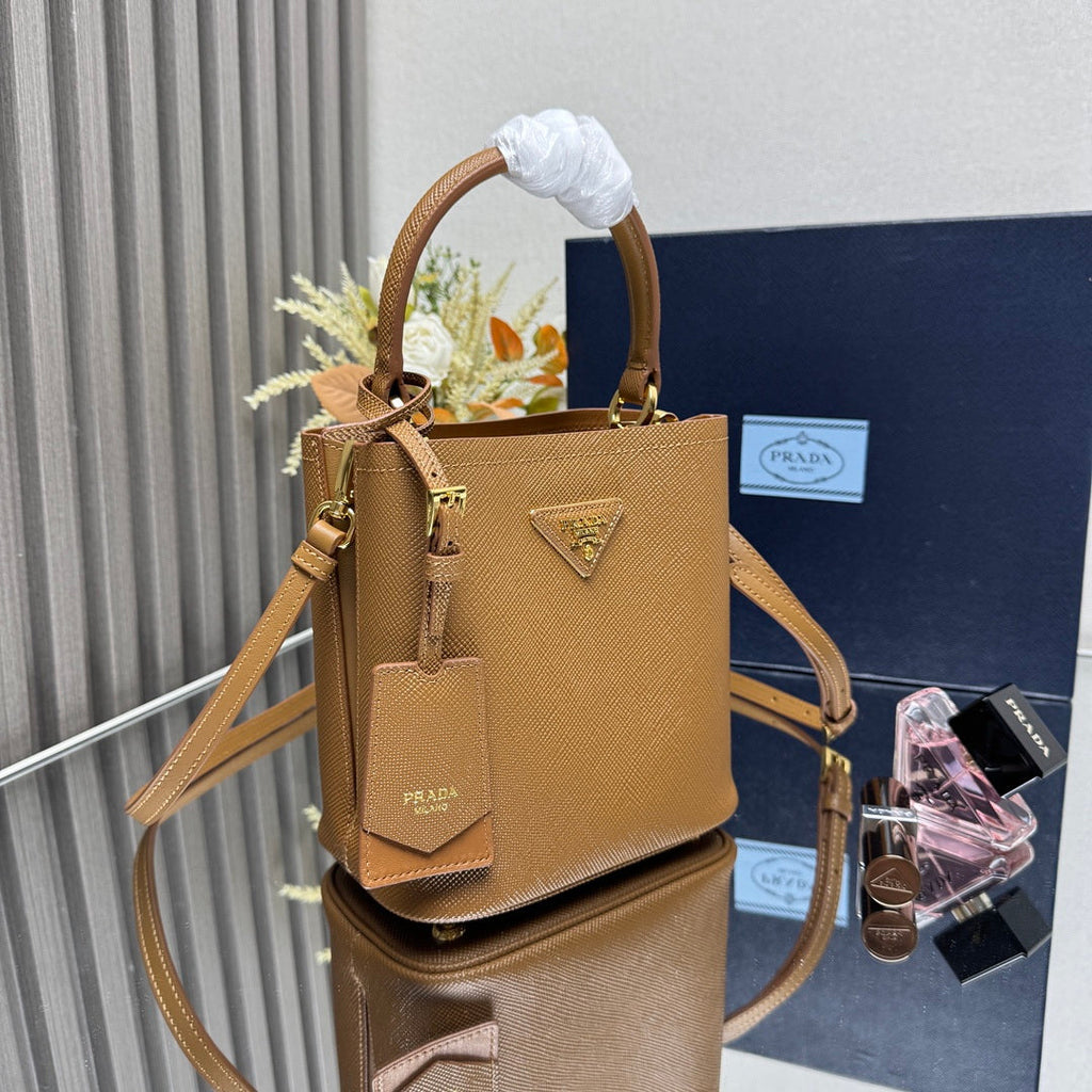 Prada 1BA217 Panier small Saffiano leather bag brown