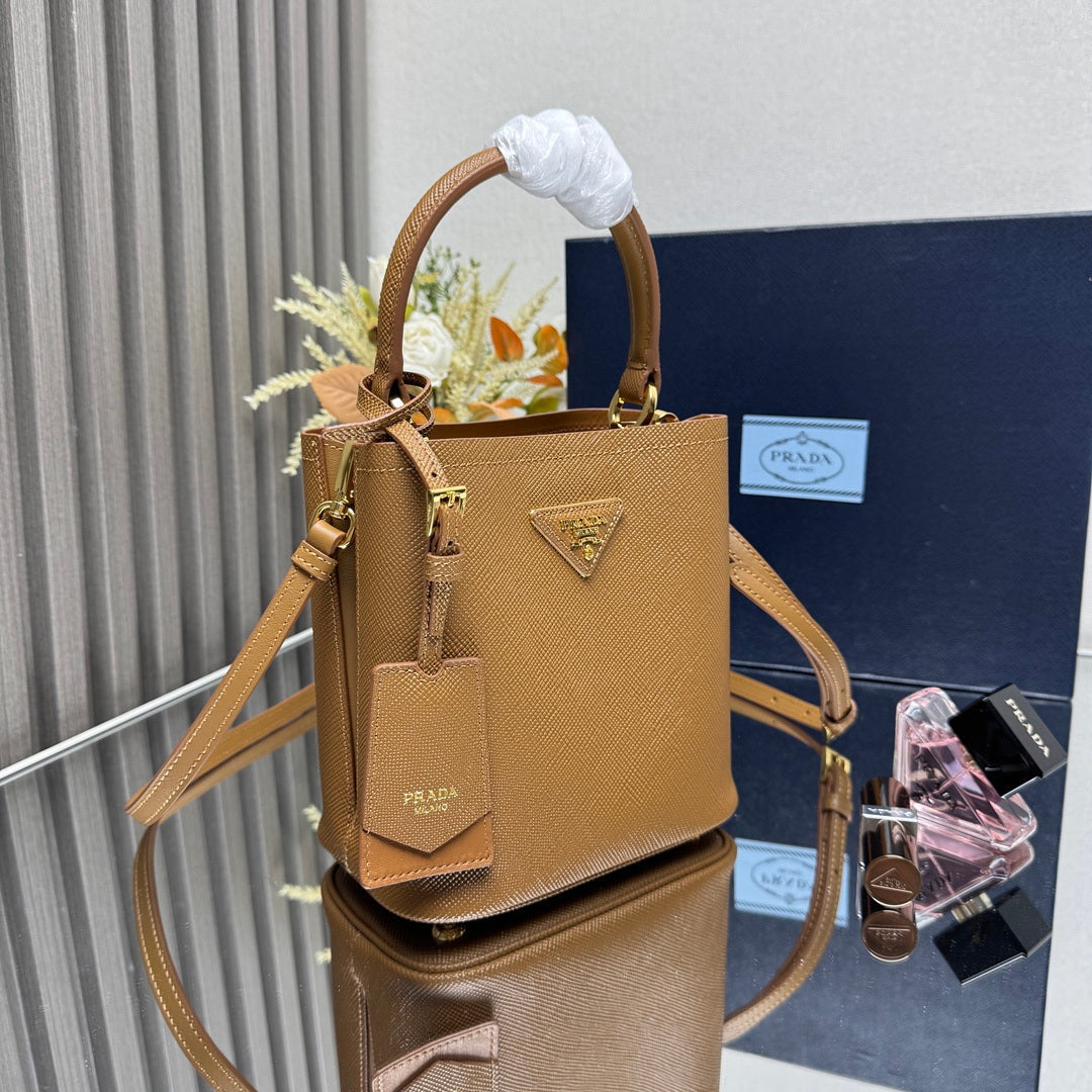 Prada 1BA217 Panier small Saffiano leather bag brown