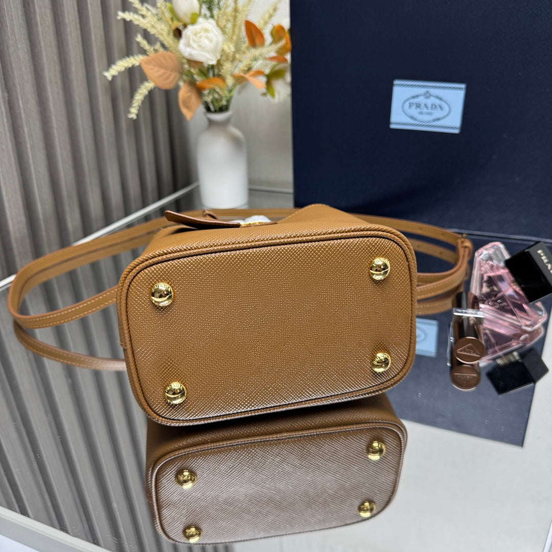 Prada 1BA217 Panier small Saffiano leather bag brown
