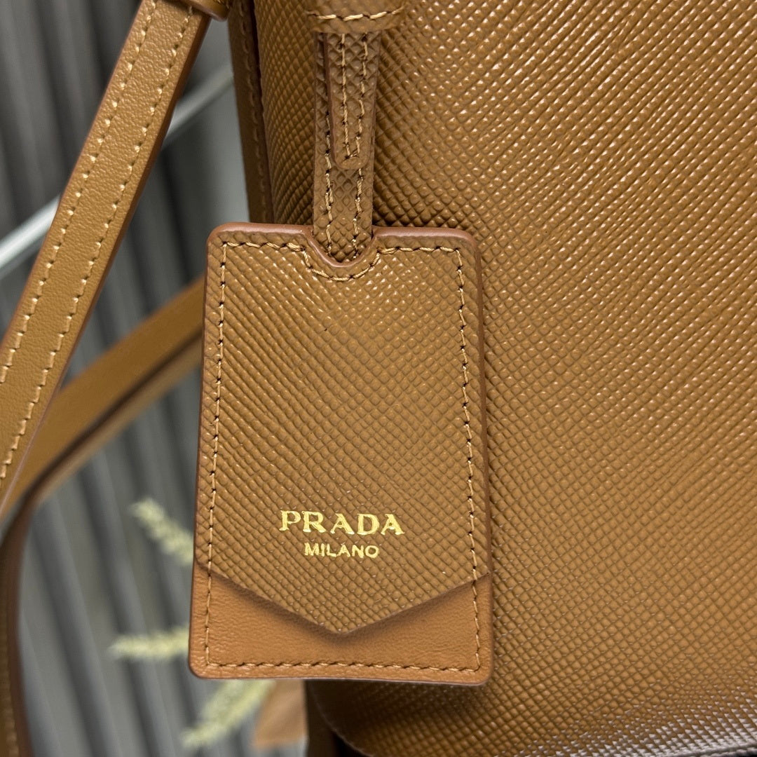 Prada 1BA217 Panier small Saffiano leather bag brown