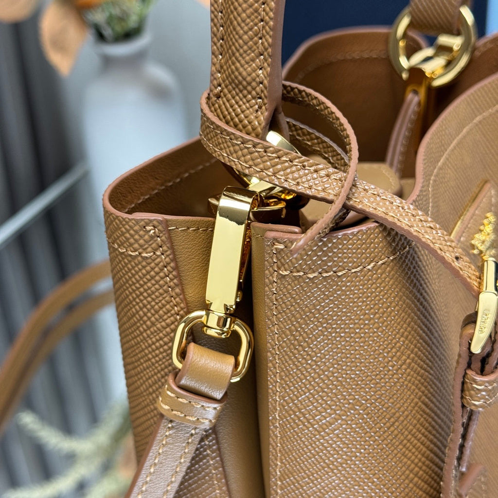 Prada 1BA217 Panier small Saffiano leather bag brown