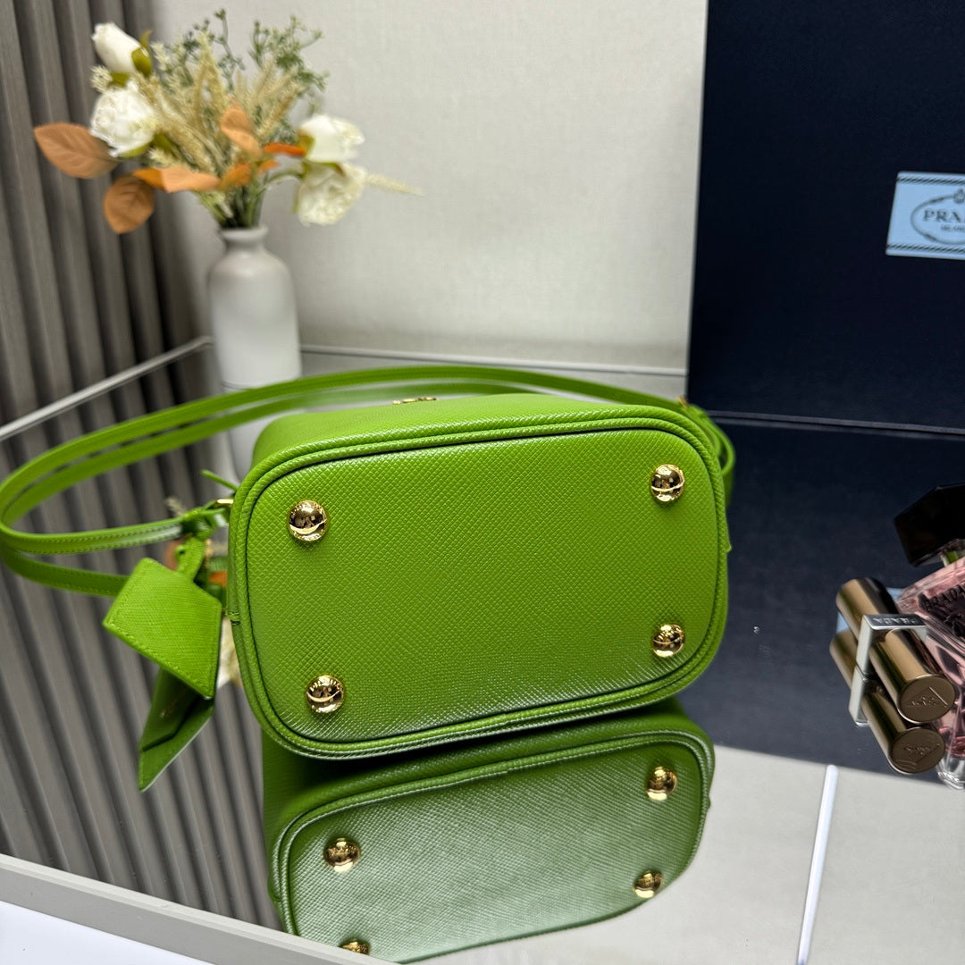 Prada 1BA217 Panier small Saffiano leather bag green