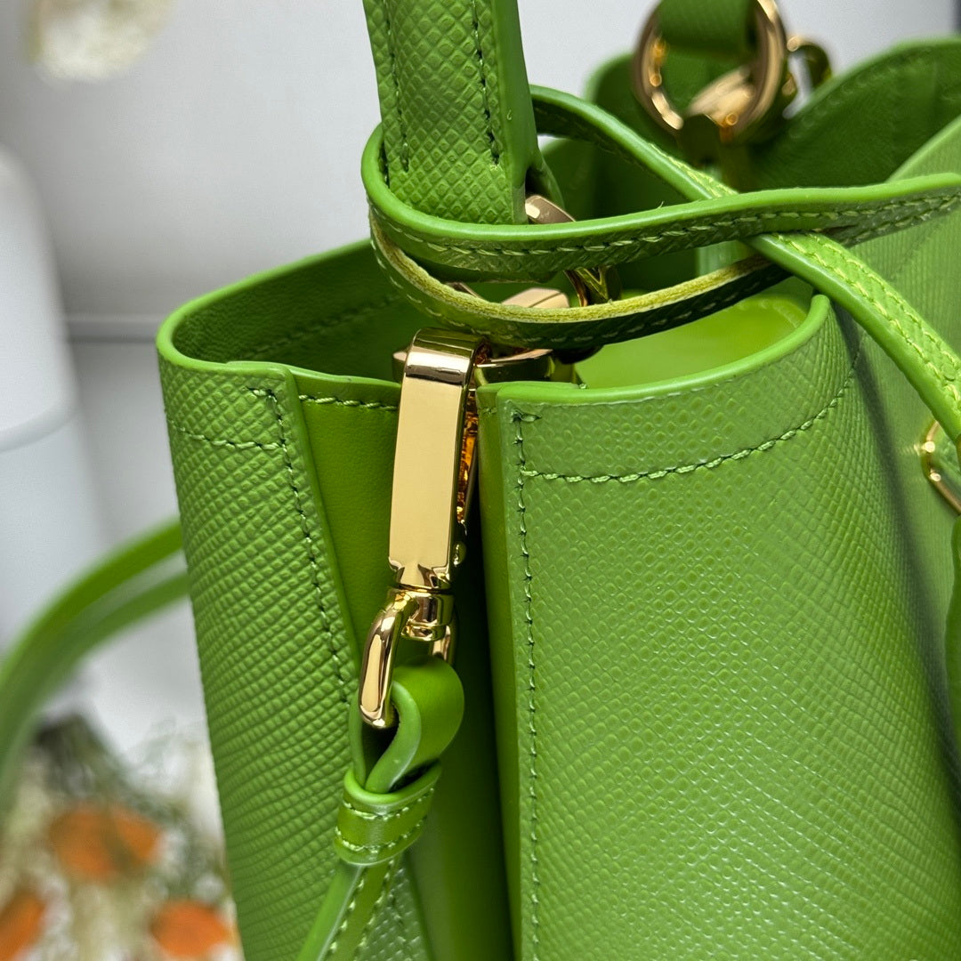 Prada 1BA217 Panier small Saffiano leather bag green